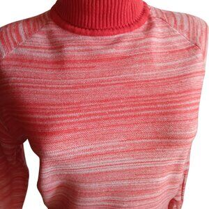 Vintage 70's Women's Medium Turtleneck Top Burnt Orange Acrylic Knit Buttery